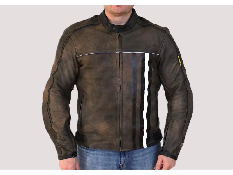 Kurtka motocyklowa, męska, skórzana, brązowa, rozmiar XL